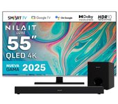 Nilait Luxe 55"UC8003S QLED UHD 4K Smart TV + Barra de sonido con subwoofer 120W Dolby, 2.1