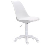 Home Heavenly Tulipa Silla de Escritorio Giratoria/Elevable con Asiento Tapizado Polipiel Blanco