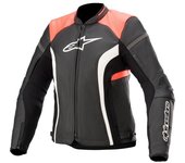 Alpinestars Stella Kira V2 Chaqueta de cuero de motocicleta para damas - Negro Naranja (42)