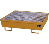 eurokraft pro Bandeja colectora de acero con borde perfilado, para 4 bidones de 200 l, L x A 1200 x 1200 mm, naranja RAL 2000