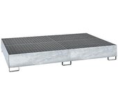 eurokraft pro Cubeta colectora de acero para contenedores depósito IBC / KTC, L x A x H 2690 x 1650 x 375 mm, volumen de recogida 1000 l, galvanizado