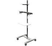 Dataflex Carro para conferencias tipo trolley VIEWMATE COMBO, para dos pantallas, plateado