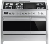 Smeg A381 Cocina de Gas 6 Zonas + 2 Hornos + Plancha Inox