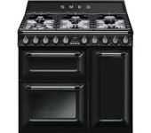 Smeg Victoria TR93BL Cocina de Gas 6 Zonas + 3 Hornos Negra