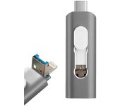 Cool 3 en 1 64GB Lightning / Tipo-C / Micro-USB Gris
