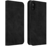 Avizar Funda Tipo Libro Billetera Vintage Negra para iPhone XR