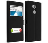 Avizar Funda Libro con Doble Ventana Negra para Sony Xperia XA2