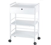 Carrito metálico blanco Easy: Equipado con un cajón con llave y tres estantes