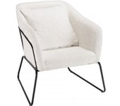 MACABANE Sillón de tela bouclette blanca y patas de metal negro