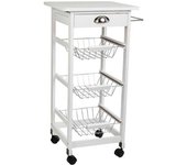 Wanderlust deco Carro de cocina de madera de pino y dm blanco