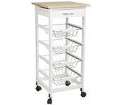 Wanderlust deco Carro de cocina de madera de pino y dm blanco