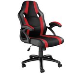 Tectake Silla de oficina benny poliuretano negro/rojo