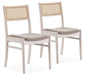 HOMN Pack 2 sillas color blanco wash, ratán Natural