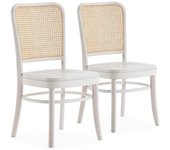 HOMN Pack 2 sillas color blanco wash, ratán Natural
