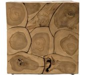 MACABANE Cubo de madera de teca natural de 40x40x40 cm