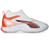 Puma - Bota de fútbol Ultra 5 Match+ LL Turf + Mid Niño, Unisex, White-White-Glowing Red, 1 UK