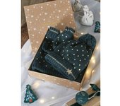 VERTBAUDET Conjunto de Navidad «Estrella» para niña: gorro + snood + guantes verde