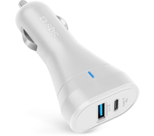 cargador coche sbs 1x usb 2. 1a 1x tipo c 12 24 v blanco