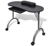 vidaXL Mesa De Manicura Plegable Con Ruedas Negra
