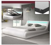 Cama canapé de matrimonio Parisina color blanco (160x200cm) con colchón Texas