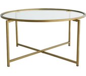 Dmora Mesa de café en vidrio oro 83x83  cm