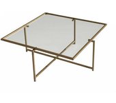 Dmora Mesa de café en vidrio oro 85x85  cm