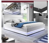 Cama de matrimonio canapé Nitas en color blanco con colchón (160x200cm)