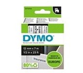Dymo 45013 (S0720530) cinta plástica negro sobre blanco 12mm