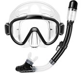 Juego de snorkel para adultos, gafas de buceo, juego de snorkel completamente seco, juego de snorkel de dos piezas, negro