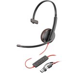 Auriculares Poly con cable USB-C y USB-A Micrófono Monoaural Supraaural