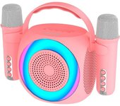 Cool Mini Karaoke Party Altavoz Bluetooth Portátil 6W + 2 Micrófonos Rosa
