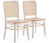 HOMN Pack 2 sillas color blanco wash/roble, ratán Natural