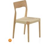 GEESE HOME Pack 4 sillas madera de fresno con asiento trenzado