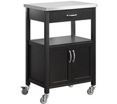 SoBuy Carrito de cocina con 1 cajón y 2 puertas. mdf negro