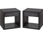 WOODEK 2x mesita de noche flotante con cajón en haya negra