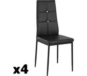 Tectake Sillas de comedor julien 4 unidades poli piel negro