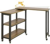 SoBuy Mesa auxiliar giratoria con 2 estante madera marrón