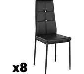 Tectake Sillas de comedor julien 8 unidades poli piel negro