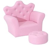 Homcom Sofá para niños con taburete rosa 58 x 40.5 x 49 cm