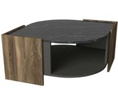 Dmora Mesa de café efecto madera nogal, negro 75x75 h40 cm