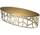 MACABANE Mesa de centro ovalada de aluminio dorado de 150 cm