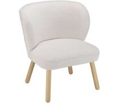 MACABANE Sillón de tela bouclette blanca con patas de madera