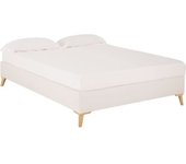Decowood Base tapizada de lino blanca para colchón 135x200cm