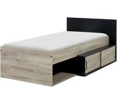 Diagone Cama juvenil compacta 90 x 200 - efecto roble y negro