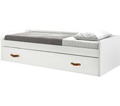 MueMue Cama + elevable aglomerado blanco con somier 90/90 cm