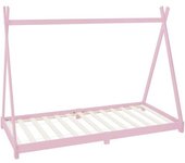ML-Design Cama tipi infantil de madera maciza con somier rosa