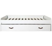 MueMue Cama + cajones aglomerado blanco con somier 105x190cm