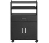 SoBuy Aparador auxiliar de cocina con ruedas madera negro