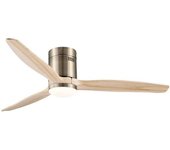 Wonderlamp Ventilador de techo cuero con palas de madera clara