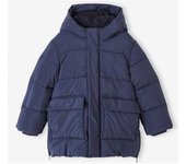 VERTBAUDET Chaqueta acolchada larga con capucha y forro de sherpa para niño azul marino